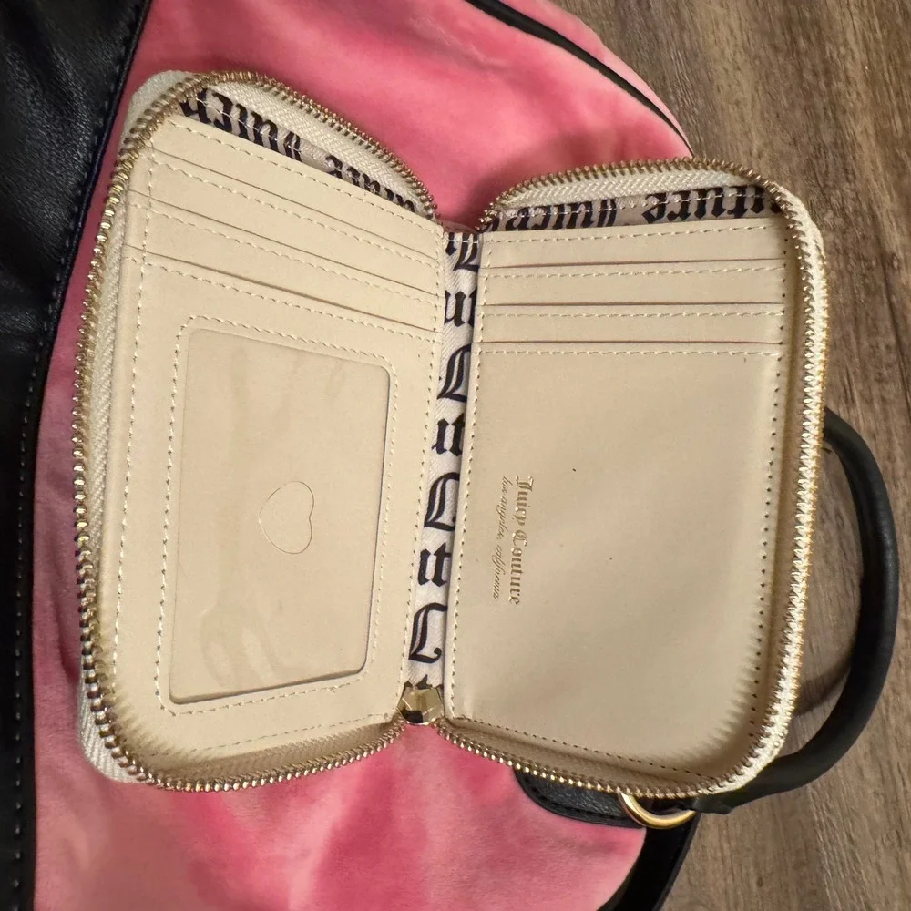 Vintage Y2K Juicy Couture Pink Velour Satchel Bag and Matching Wallet Set Rare